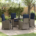 Garden Dining Set 5 pcs Grey Poly Rattan