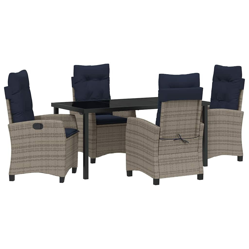 Garden Dining Set 5 pcs Grey Poly Rattan