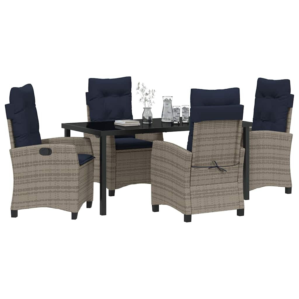 Garden Dining Set 5 pcs Grey Poly Rattan
