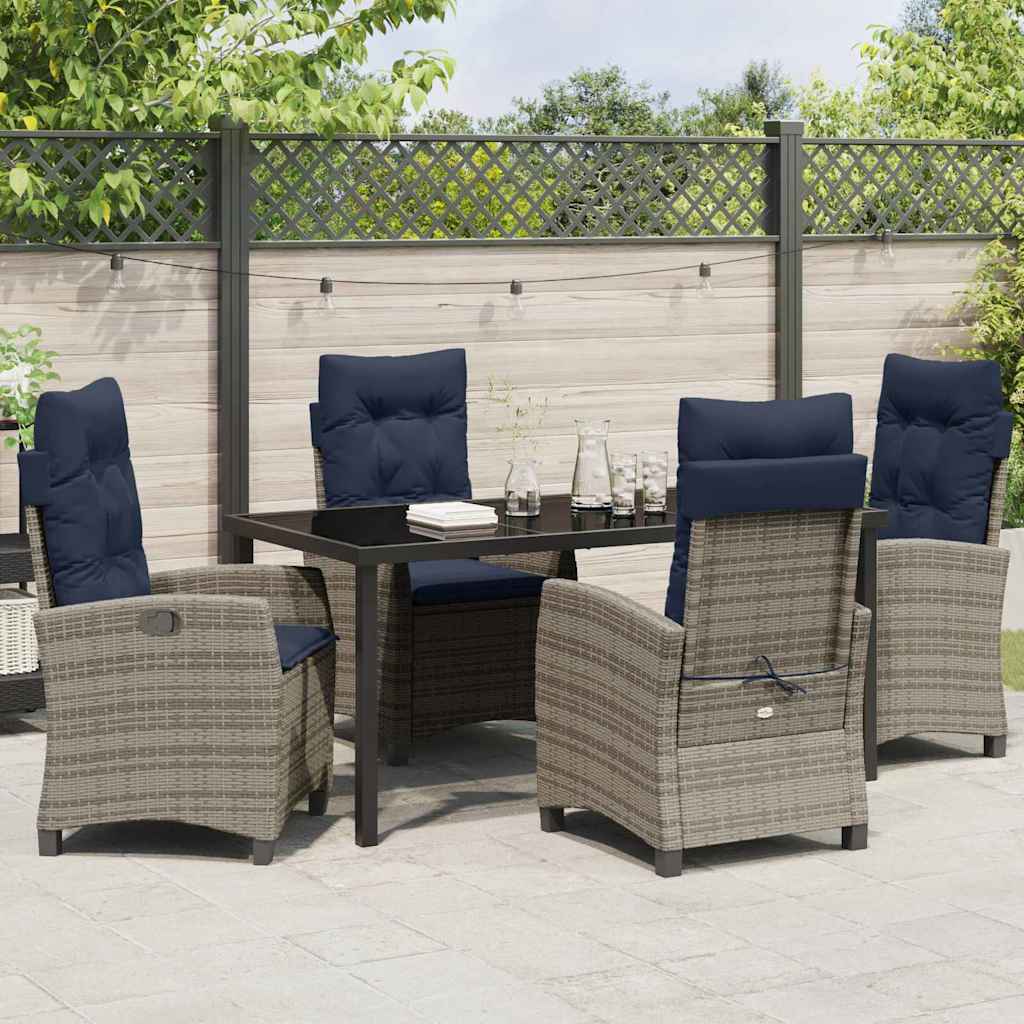 Garden Dining Set 5 pcs Grey Poly Rattan