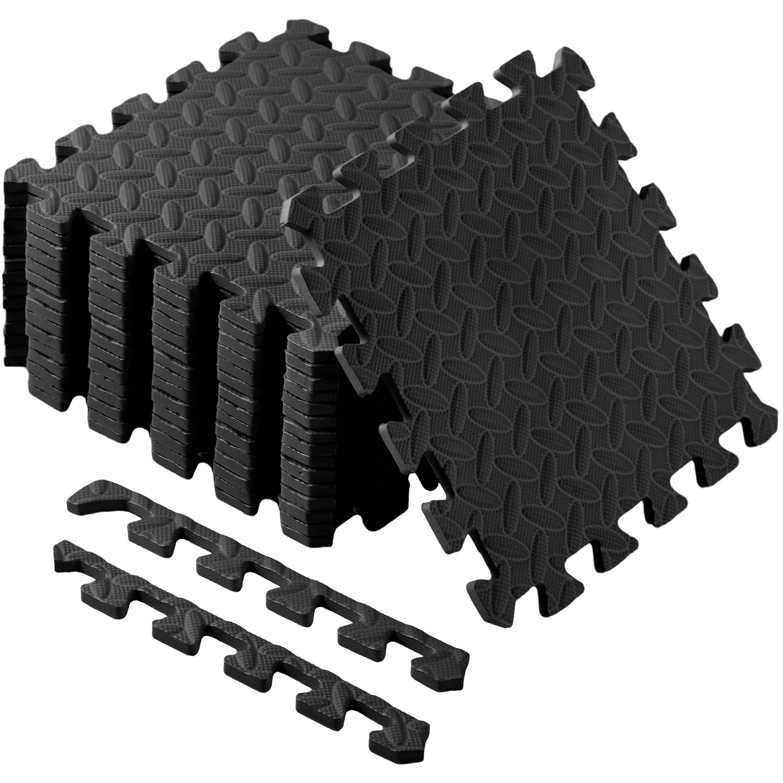 Shihanee SafePlay Foam Floor Tiles for Kids and Babies - Black16ft