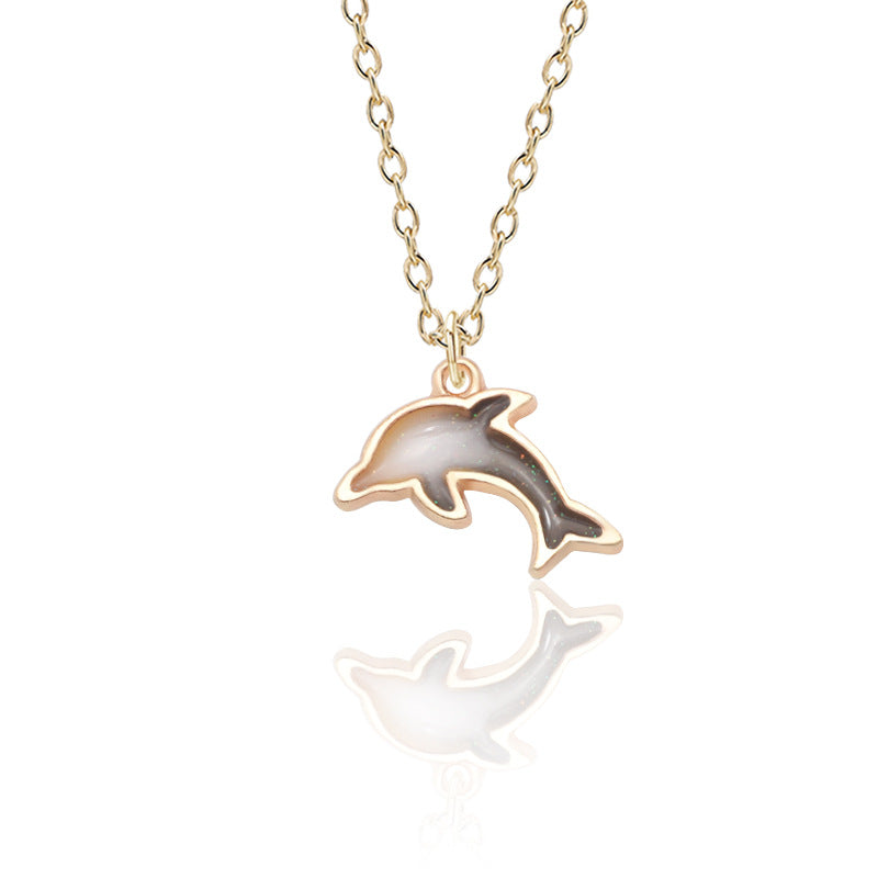 Gold Dolphin Pendant Necklace Jewelry
