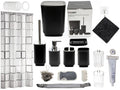 RAYCODED 29pcs Bathroom Accessories Set Bathroom Accessory Set with Trash Can Bathroom Shower Curtain Sets Shower Curtains for Bathroom Sets Black Restroom Decor and Accessories
