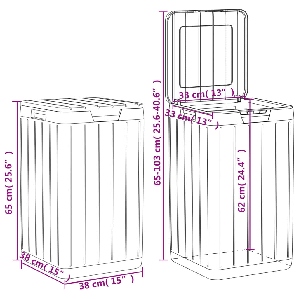 Outdoor Garbage Bin Gray 15"x15"x25.6" PP