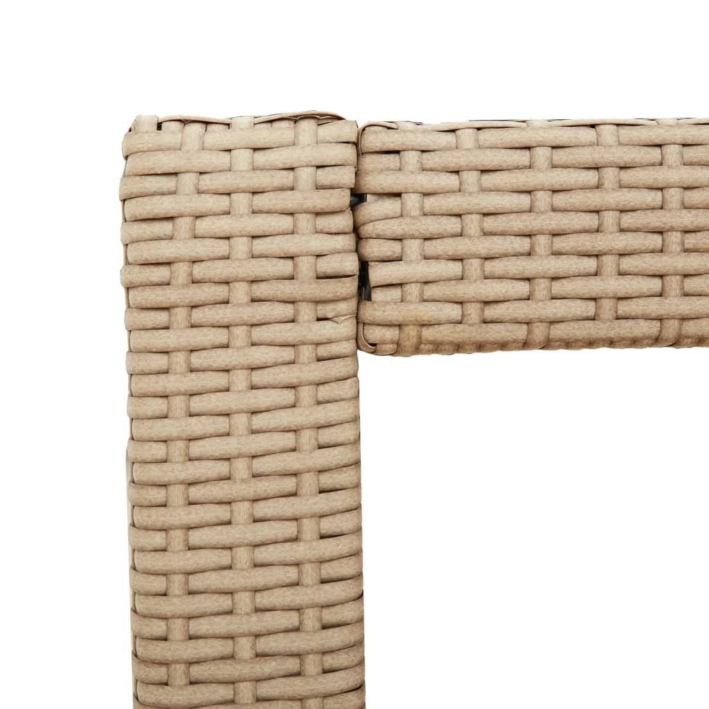 Patio Side Table with Wooden Top Beige 23.6"x15.7"x29.5" Poly Rattan