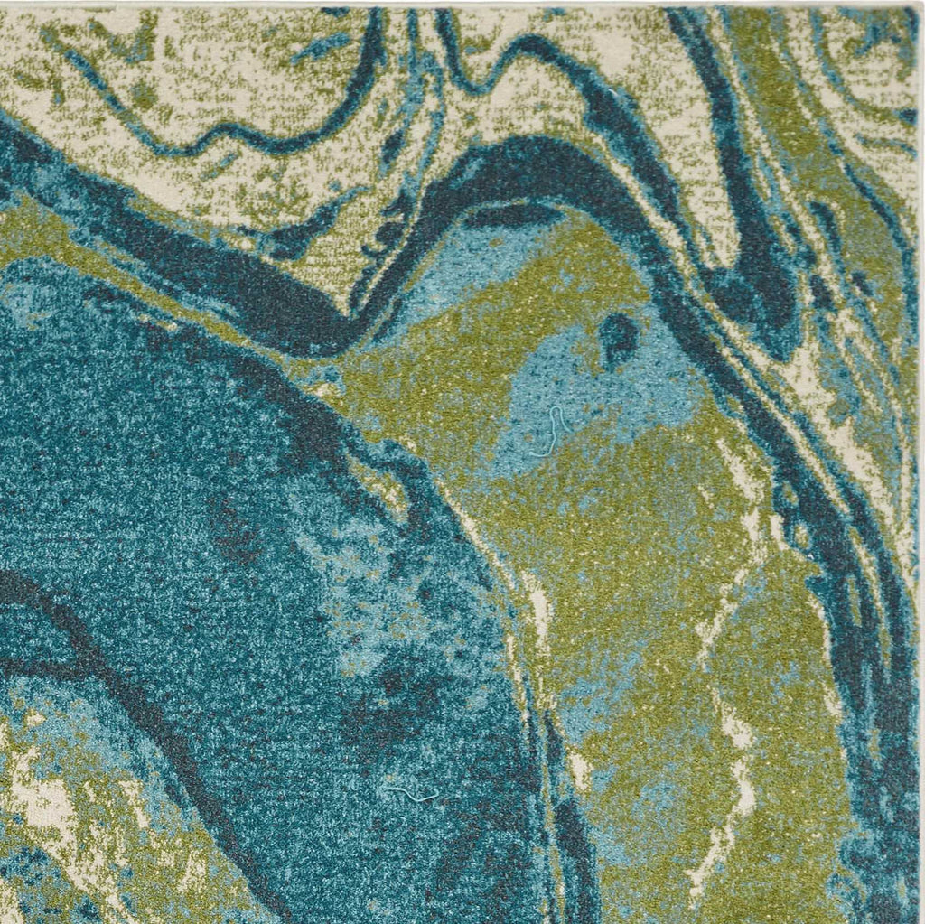 5inches x 7inches Teal Abstract Splash Indoor Area Rug