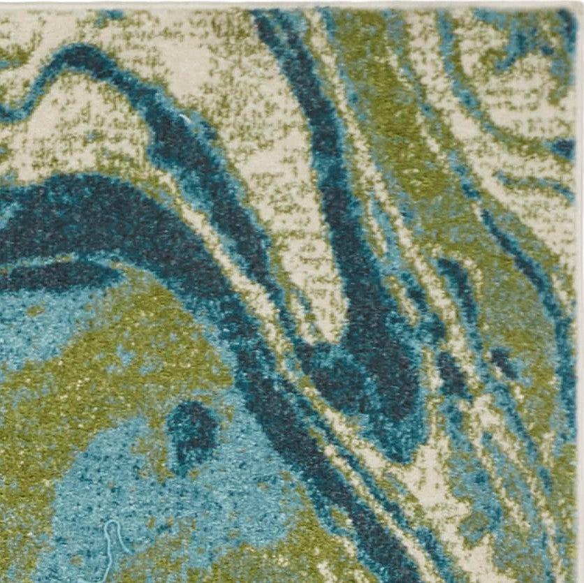 5inches x 7inches Teal Abstract Splash Indoor Area Rug