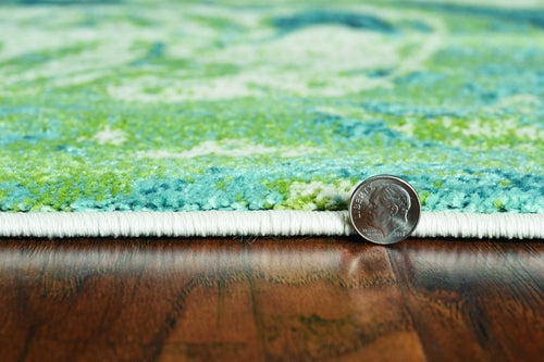 5inches x 7inches Teal Abstract Splash Indoor Area Rug