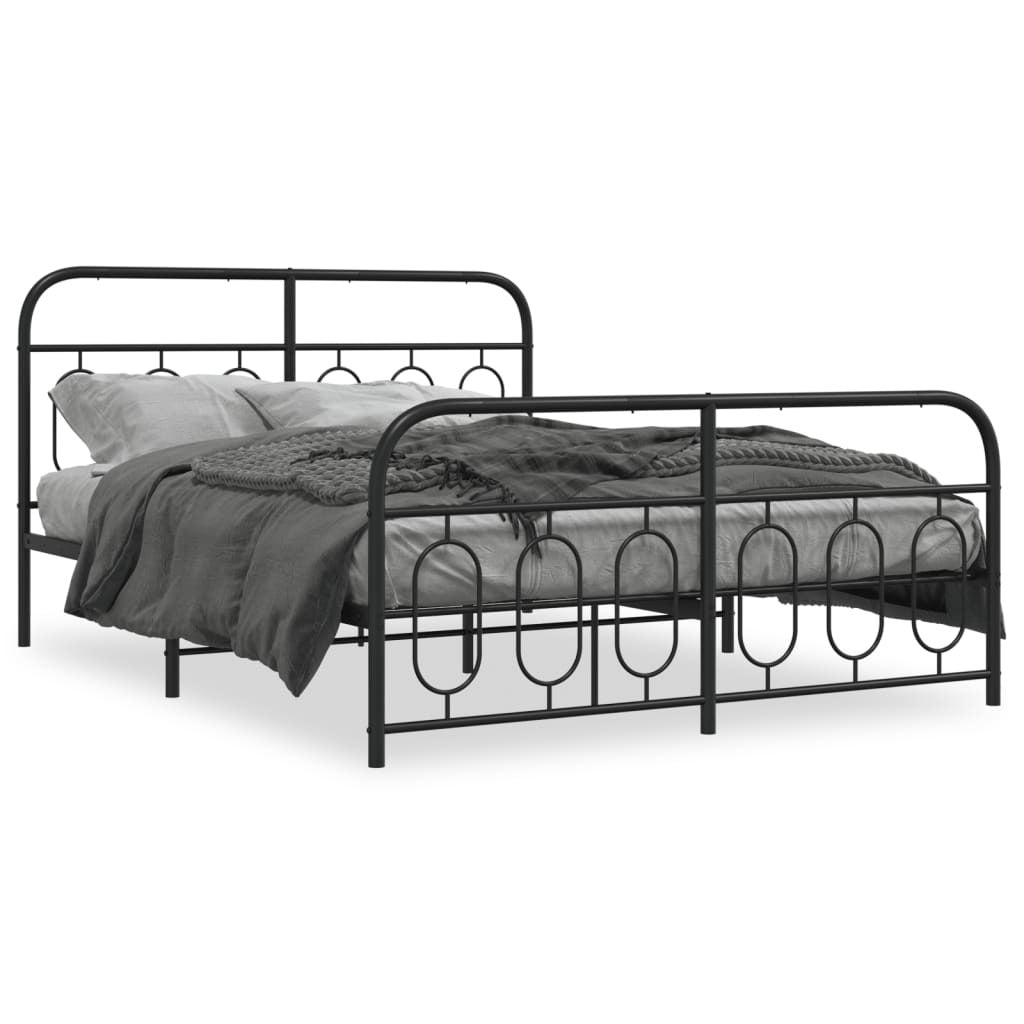 Metal Bed Frame without Mattress with Footboard Black 59.1"x78.7