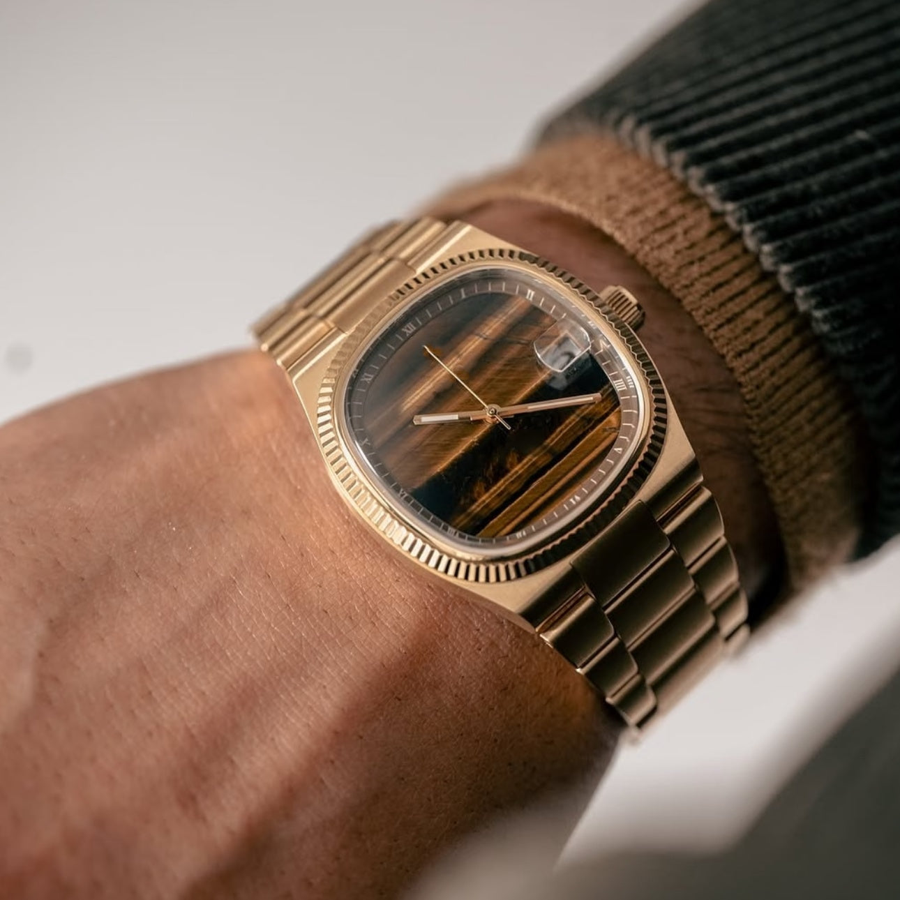 Color: Brown - Wormhole Concept Men's Sporty Square Watch