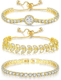 Suyi Tennis Bracelet Cubic Zirconia Bracelet Gold Plated Bracelets for Women 18CM Gold 1