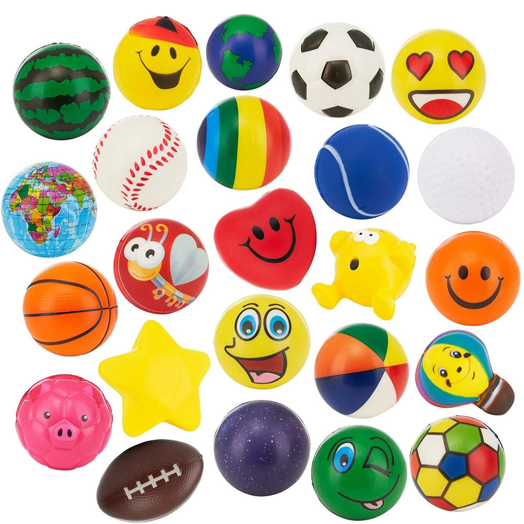Neliblu Bulk Set of 2.5-Inch Squishy Stress Balls - 24 Squishy Fidget Toys for Classroom Treasure Box Prizes Fidget Toys - Grip Strength Trainer - Party Favors for Kids and Adults