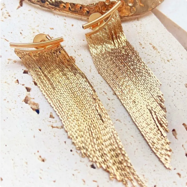 Gold Tassel Drop Earrings