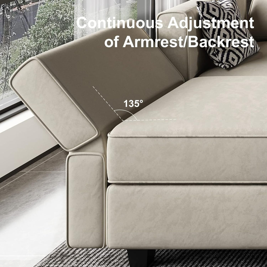 Grey Velvet Modular U Shaped Sectional Sofa Living Room