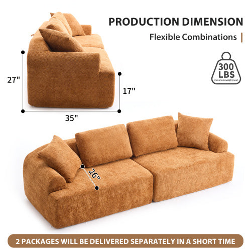 LuxeLiving™ – 4‑Seater Compression Sofa with Pillows (US Warehouse)