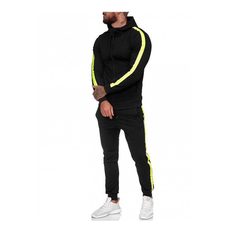 Men's Hooded Zip-Up Athletic Tracksuit Set