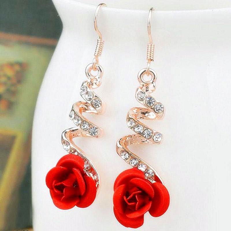 Elegant Red Rose Fashion Earrings