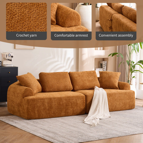 LuxeLiving™ – 4‑Seater Compression Sofa with Pillows (US Warehouse)