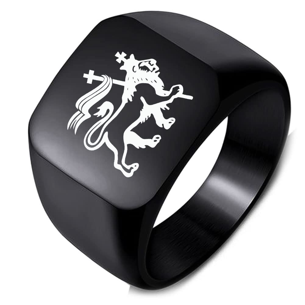 ZOVIVI Stainless Steel Women/Men Lion Of Judah Emblem Finger Jewelry Ring Band 3.Black 17MMx18MM