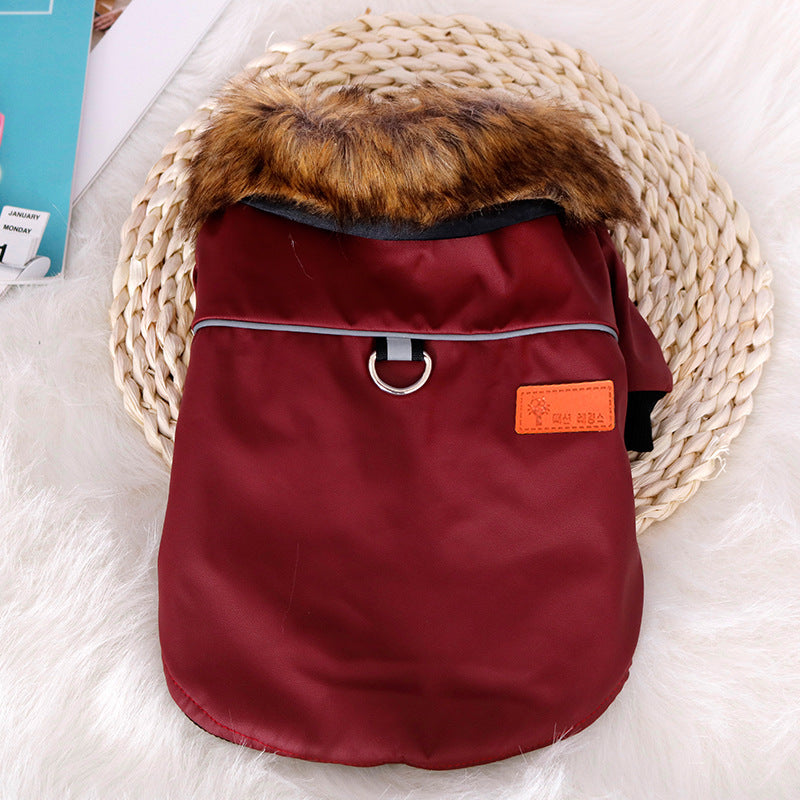 Reflective Warm Pet Fur Coat with Collar