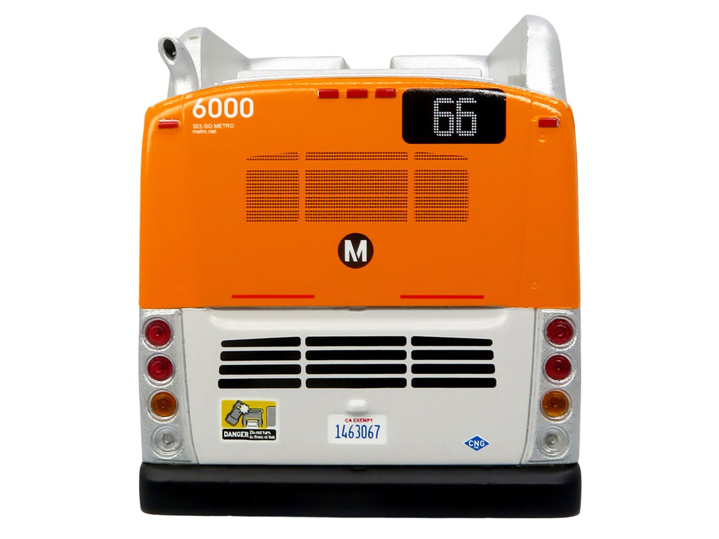 New Flyer Xcelsior Transit Bus Bank "Los Angeles Metro" Orange and Silver "The Bus & Motorcoach Collection" Limited Edition to 504 Pieces Worldwide 1/43 Model by Iconic Replicas