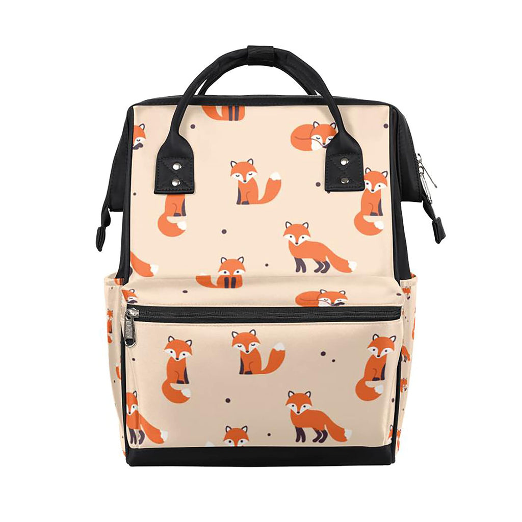 TropicalLife Cute Animal Fox Diaper Backpack Large Capacity Baby Bags Multi-Function Zipper Casual Travel Backpacks for Mom Dad Unisex