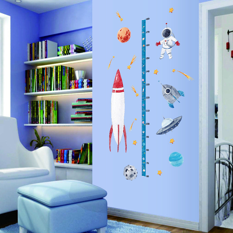 Space Rocket Height Stickers for Children's Room Decor