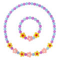 Yarkeuier Girls Jewelry Set - Cute Flower Beads Necklace Bracelet-Toddler Girls Flower Jewelry - Stretchy Chunky Costume Jewelry Present Toy-Yellow