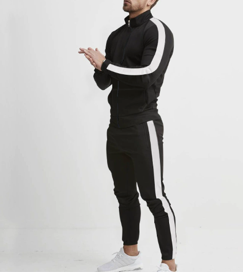 Men's Hooded Zip-Up Athletic Tracksuit Set