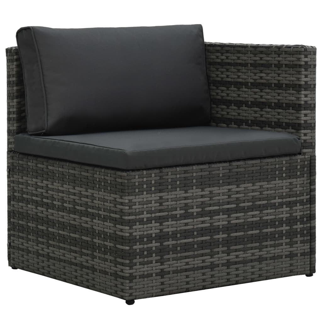 5 Piece Patio Lounge Set with Cushions Poly Rattan Gray