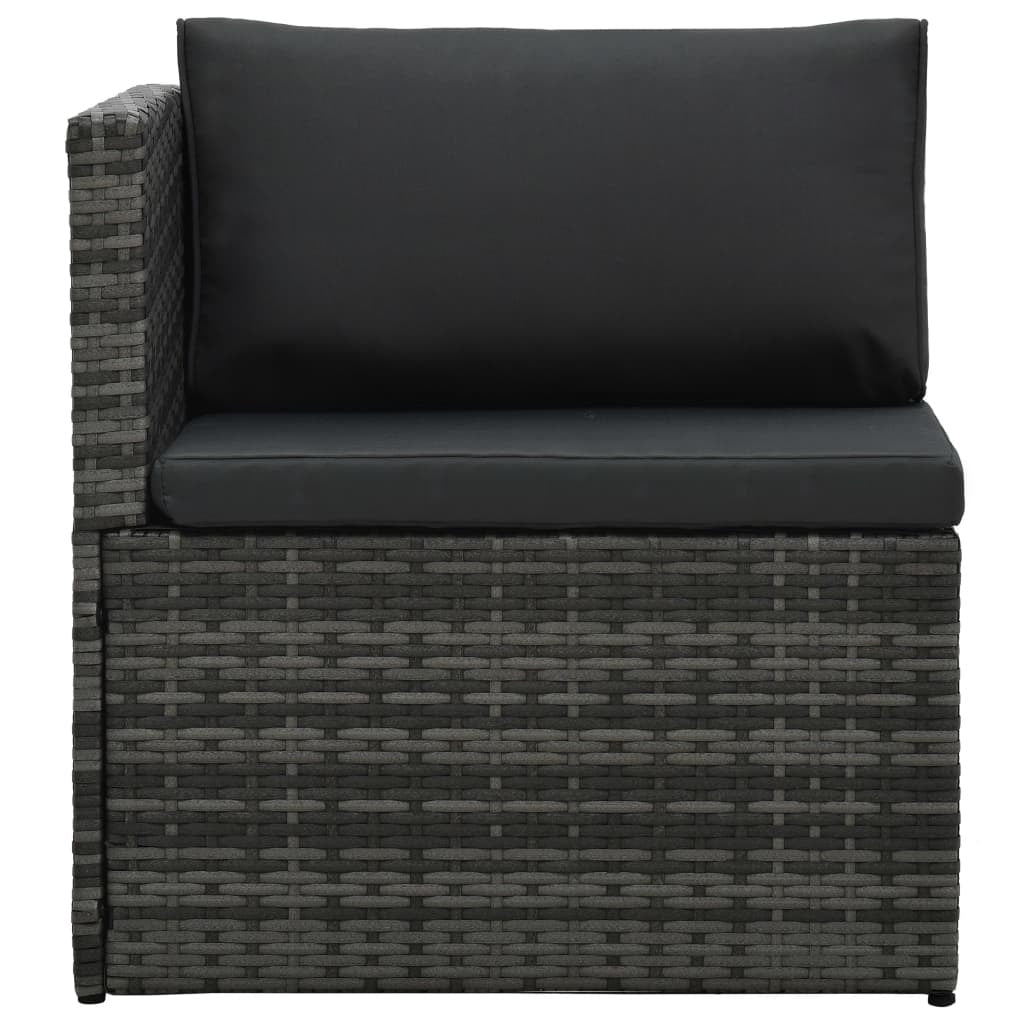 5 Piece Patio Lounge Set with Cushions Poly Rattan Gray