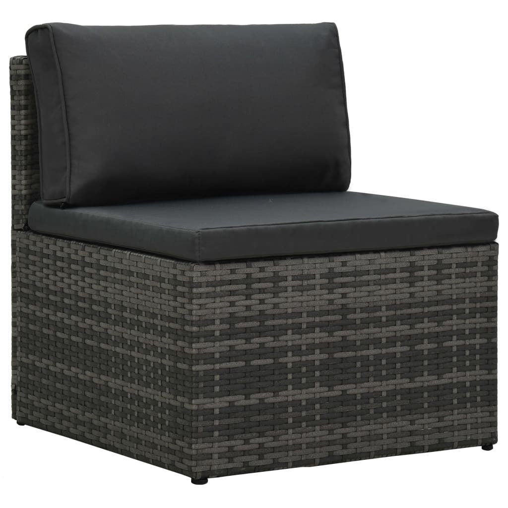 5 Piece Patio Lounge Set with Cushions Poly Rattan Gray