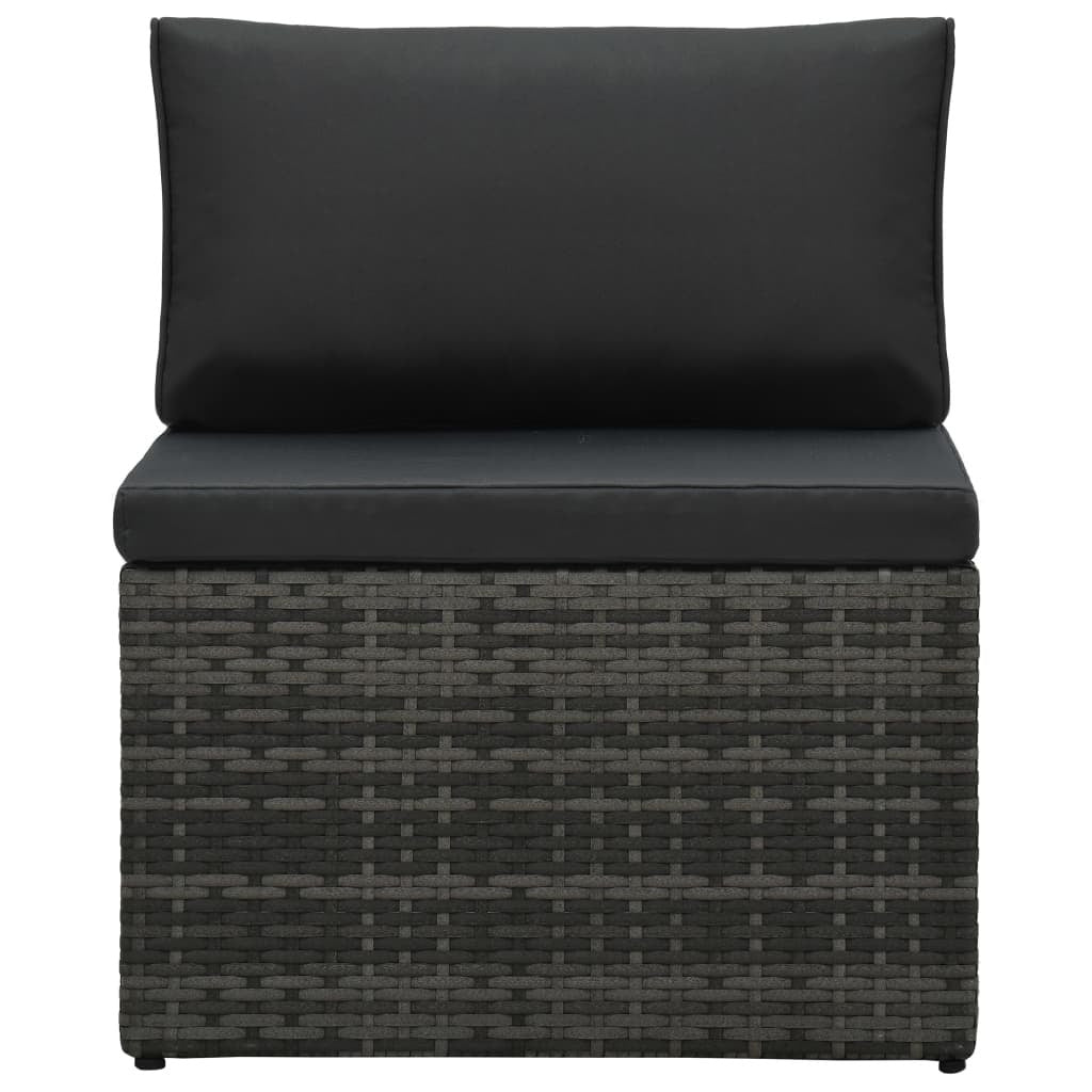 5 Piece Patio Lounge Set with Cushions Poly Rattan Gray