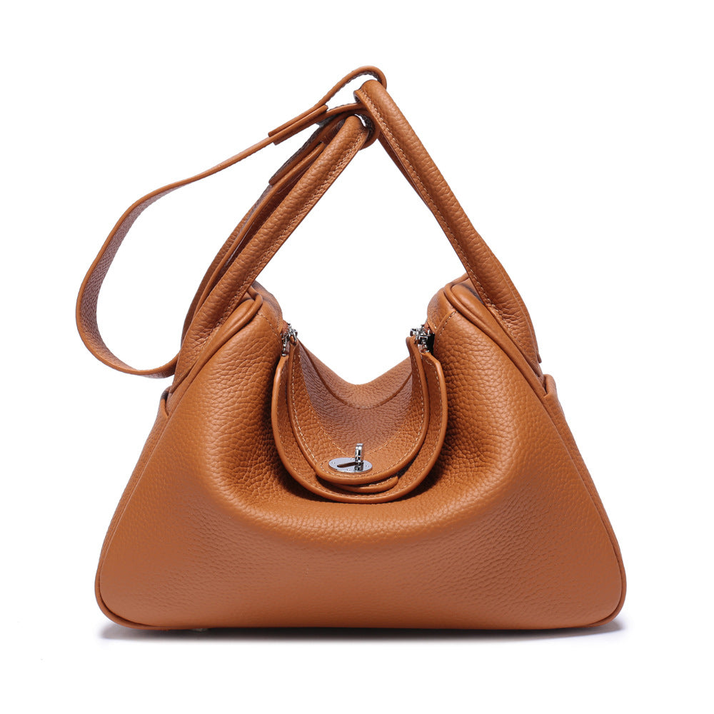 Color: Earth yellow, Model: 26 - Cow leather lychee platinum bag doctor bag medicine bag