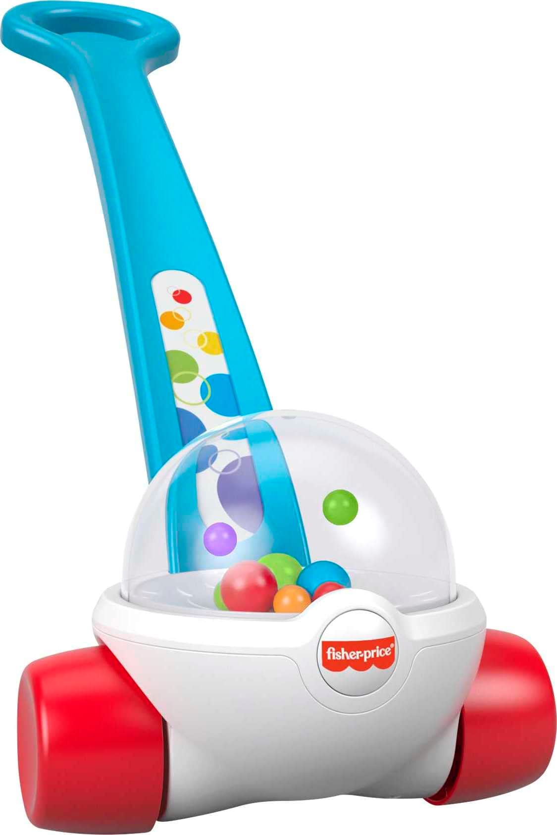 Fisher-Price Baby & Toddler Toy Corn Popper Blue Push-Along with Ball-Popping Action for Infants Ages 1+ Years 2-Piece Assembly