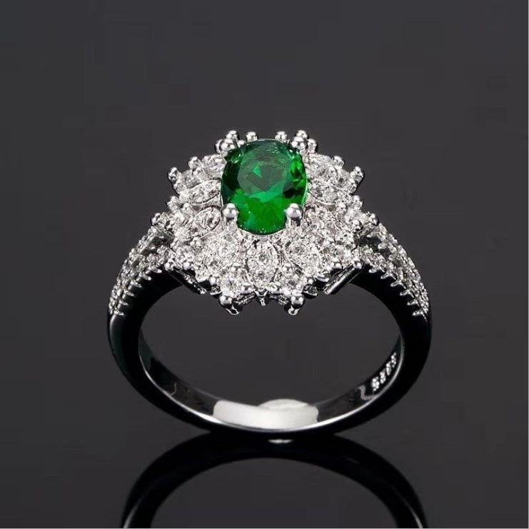 Green Zircon Decorative Ring Jewelry
