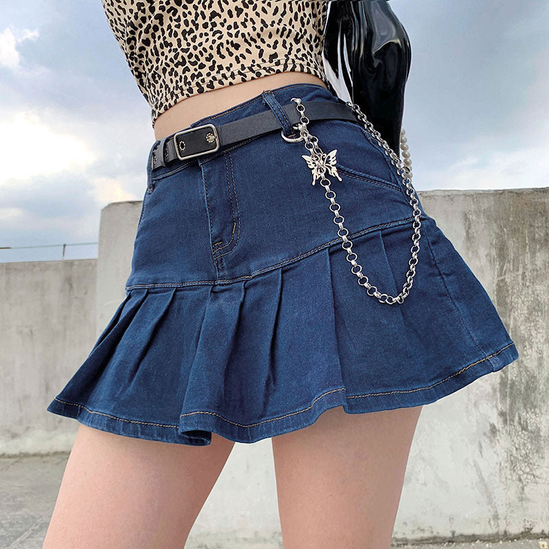 Women's Elastic Denim Skirt for Street and Campus Wear