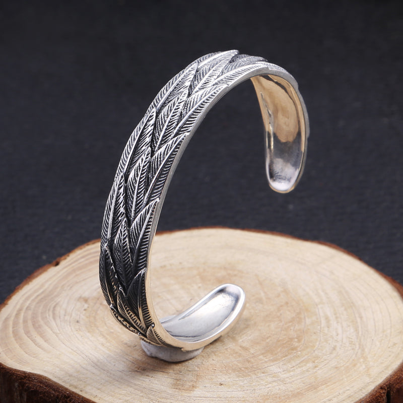 Personalized Sterling Silver Feather Bracelet Jewelry