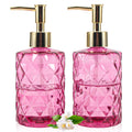 goyisee Soap Dispenser with PumpSoap Dispenser with Diamond Pattern for Kitchen CountertopBathroomhot Pink Bathroom Accessories (Rose 2 Pack)