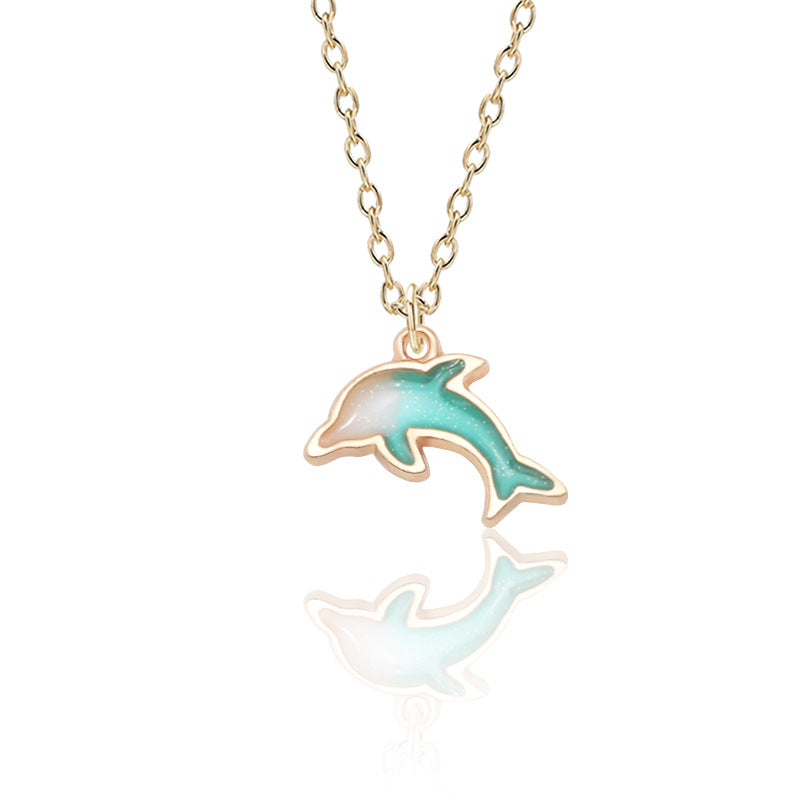 Gold Dolphin Pendant Necklace Jewelry