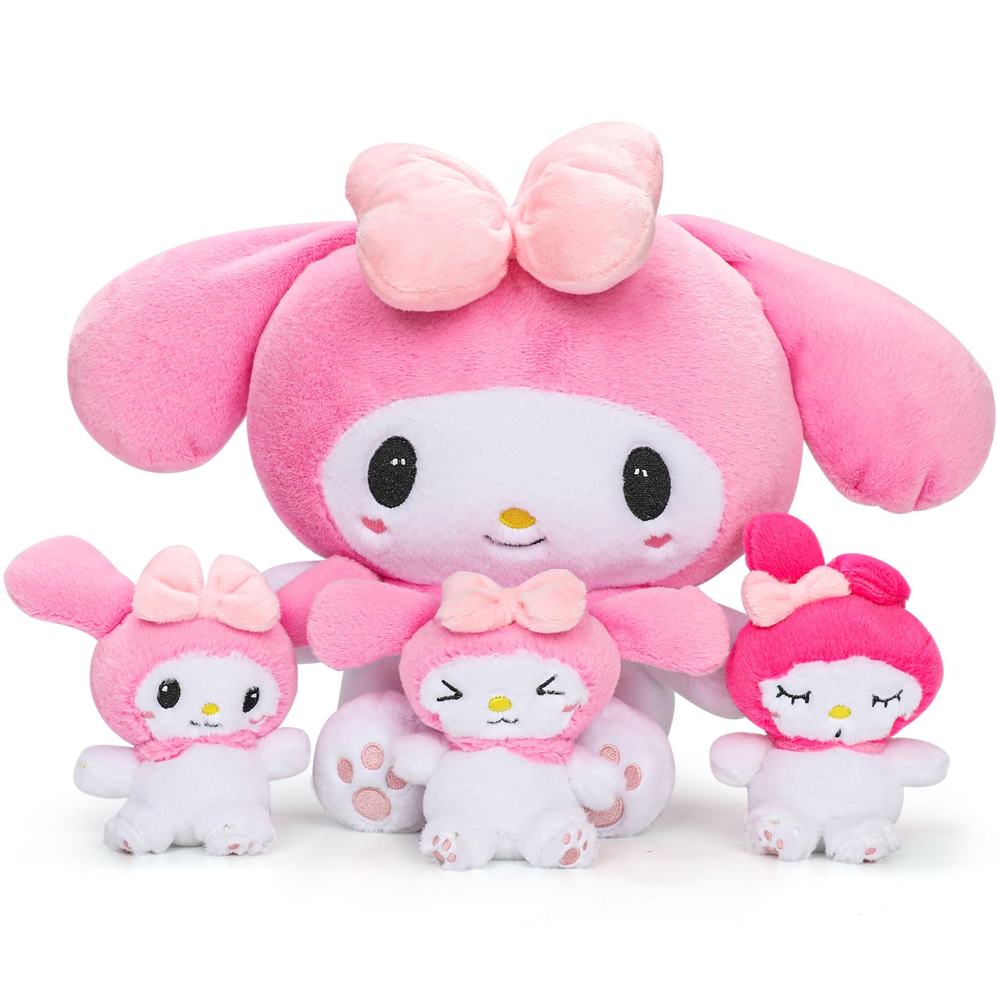Teluhui 16 Inch Anime Plush - Japanese Anime Mommy with 3 Babies Plush Kawaii Stuffed Animals Plushie Pillows Decor Gift Birthday Xmas Gift Valentines Day Gifts for Fans Boys Girls
