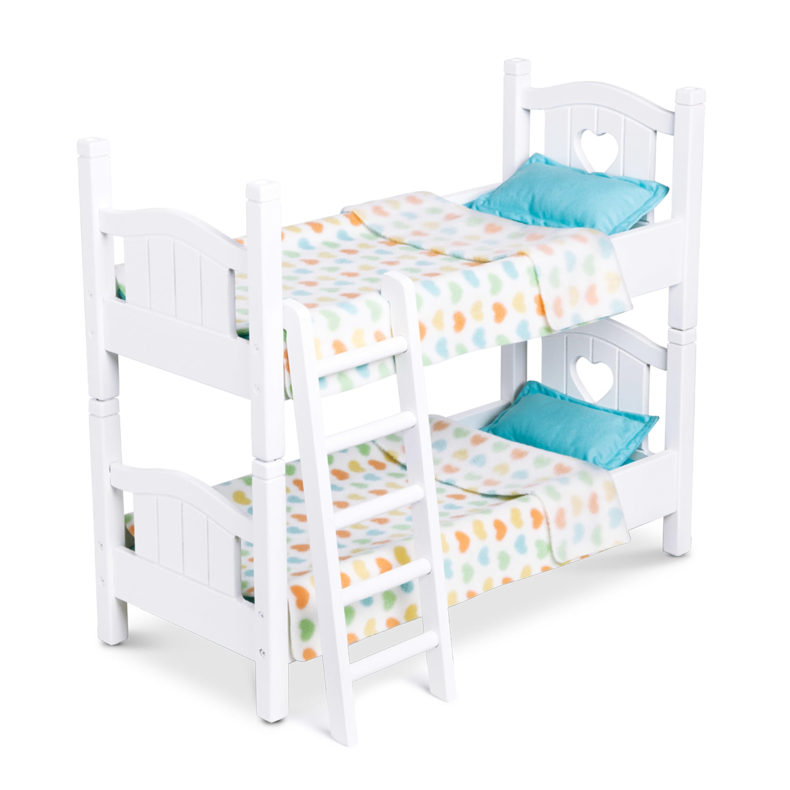 Melissa & Doug Mine to Love Wooden Play Bunk Bed for Dolls up to 18 inches-Stuffed Animals - White (2 Beds 17.4”H x 9.1”W x 20.7”L Assembled and Stacked)