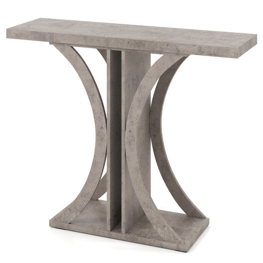 Console Table 39.5 Inch Rectangular Entryway Table with Geometric Frame-Gray