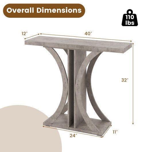 Console Table 39.5 Inch Rectangular Entryway Table with Geometric Frame-Gray