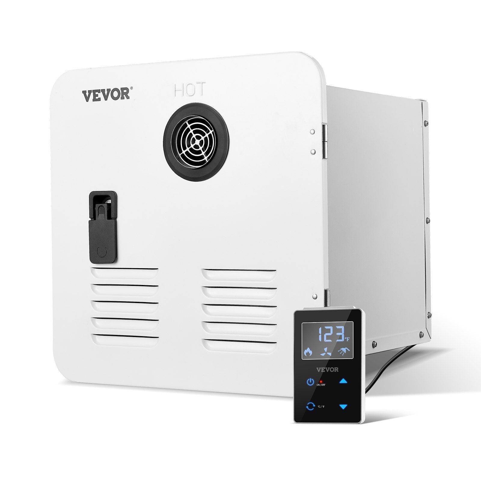 RV Tankless Water Heater, Instant Shower with 15 x 15 inches White Door and Remote Controller, 55000BTU Optimized Comfort Performance Hot Water, Ideal for RVers' Family Everyday Use