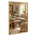 36 x 24 Inch Gold Wall Mirror with Beaded Frame for Living Room-Gold - Color: Gold