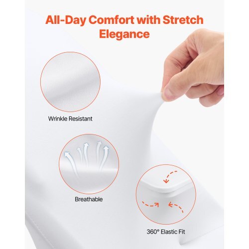 150 Pcs White Chair Covers, Polyester Spandex Chair Cover, Stretch Slipcovers for Wedding Party Dining Banquet Flat-Front Chair Covers, Fits Chair Measures up to 17.72 x 18.11 x 30.31 inch