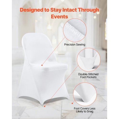 150 Pcs White Chair Covers, Polyester Spandex Chair Cover, Stretch Slipcovers for Wedding Party Dining Banquet Flat-Front Chair Covers, Fits Chair Measures up to 17.72 x 18.11 x 30.31 inch