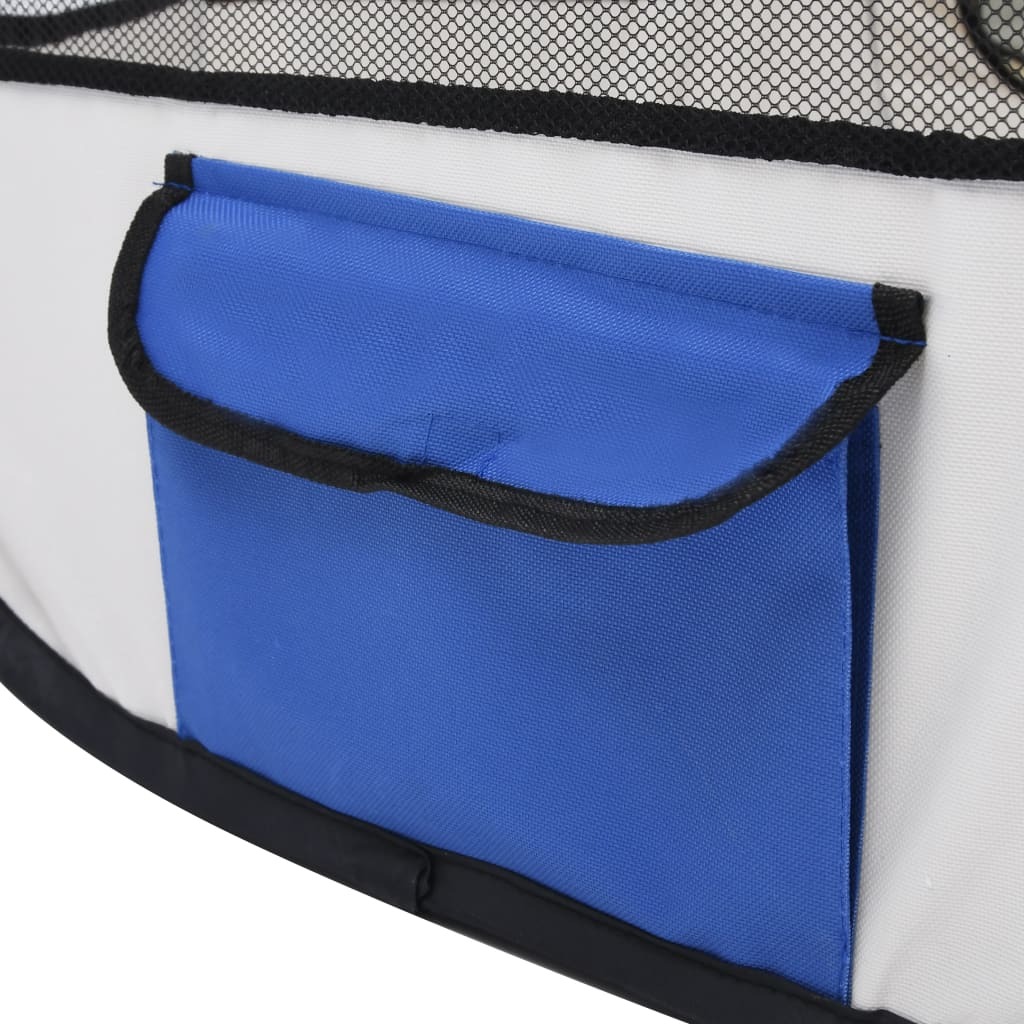 Foldable Dog Playpen with Carrying Bag Blue 43.3"x43.3"x22.8