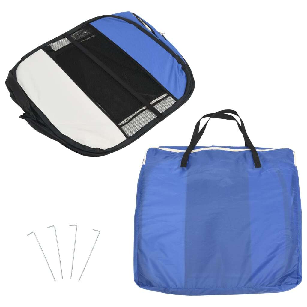 Foldable Dog Playpen with Carrying Bag Blue 43.3"x43.3"x22.8